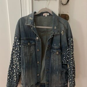 Pearl Embellished Denim Jacket